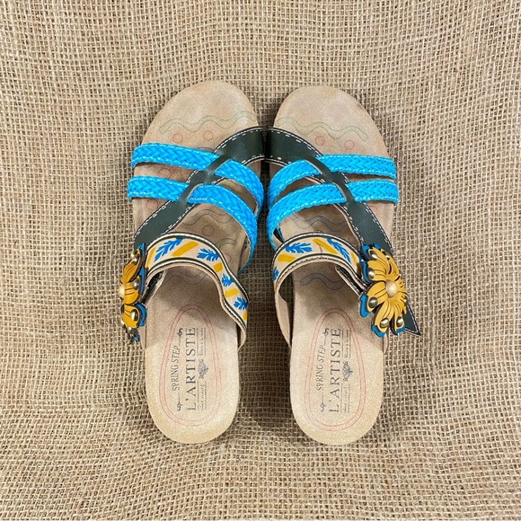 🛑SOLD🛑 Spring Step sandals floral boho leather multicolor brown strappy  7.5 - Picture 6 of 11